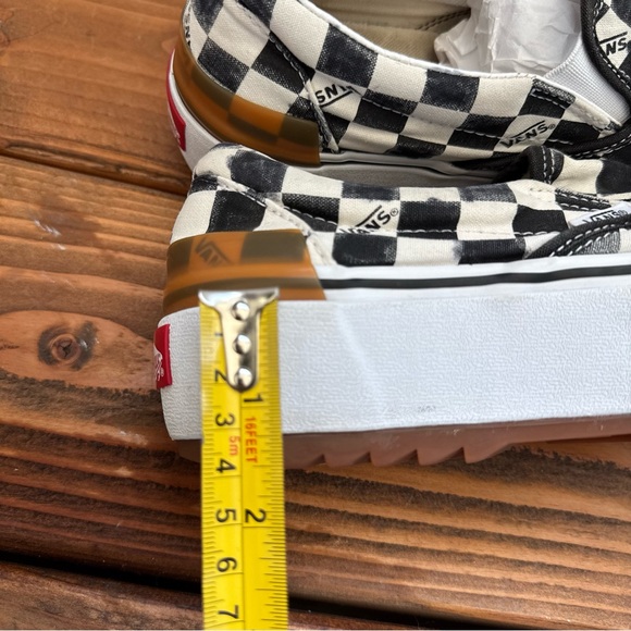 Vans Black and White Checkerboard Stacked Slip-On Sneakers Size 8 - Picture 9 of 10